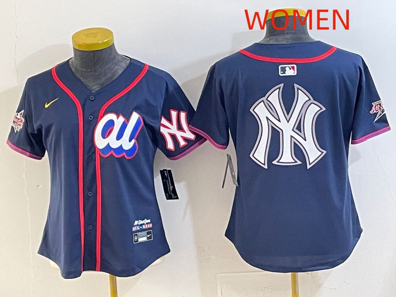 Women 2025 New York Yankees Blank Drak Blue All star Nike MLB Jersey style 013